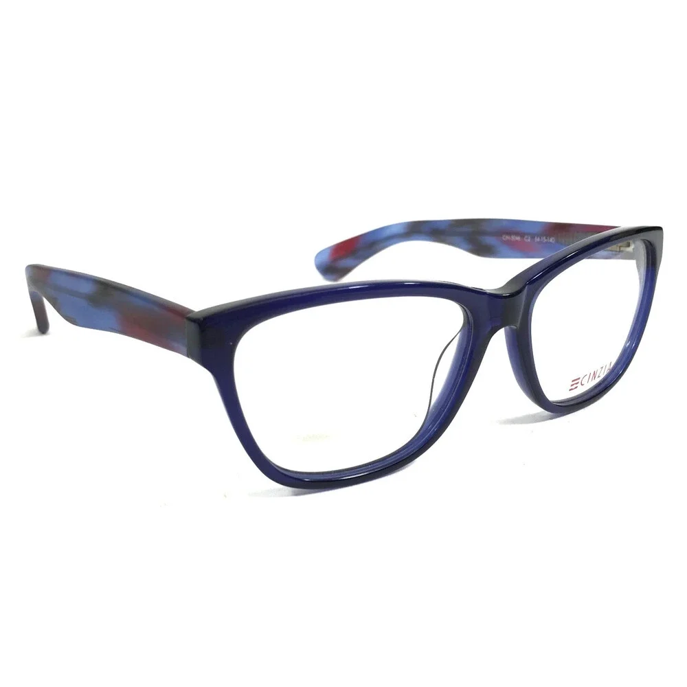 Cinzia Eyeglasses Frames CIN-5046 C2 Shiny Blue Red Cat Eye Full Rim 54-15-140